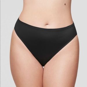 NWT Cuup High Cut panty in black satin, size 4 / Large